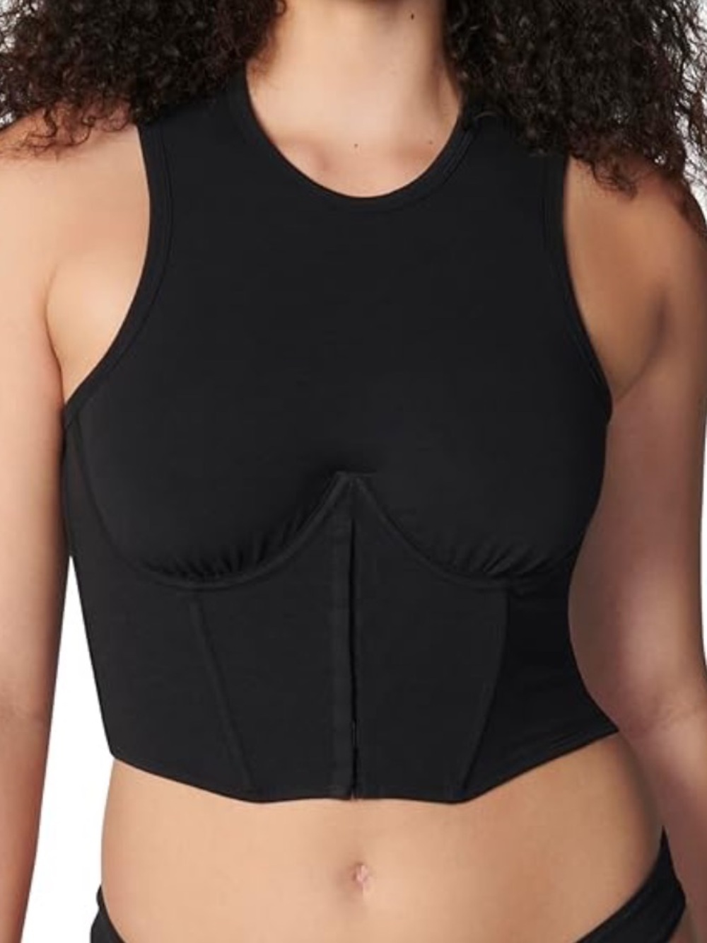 Black Longline Crop Bustier Top